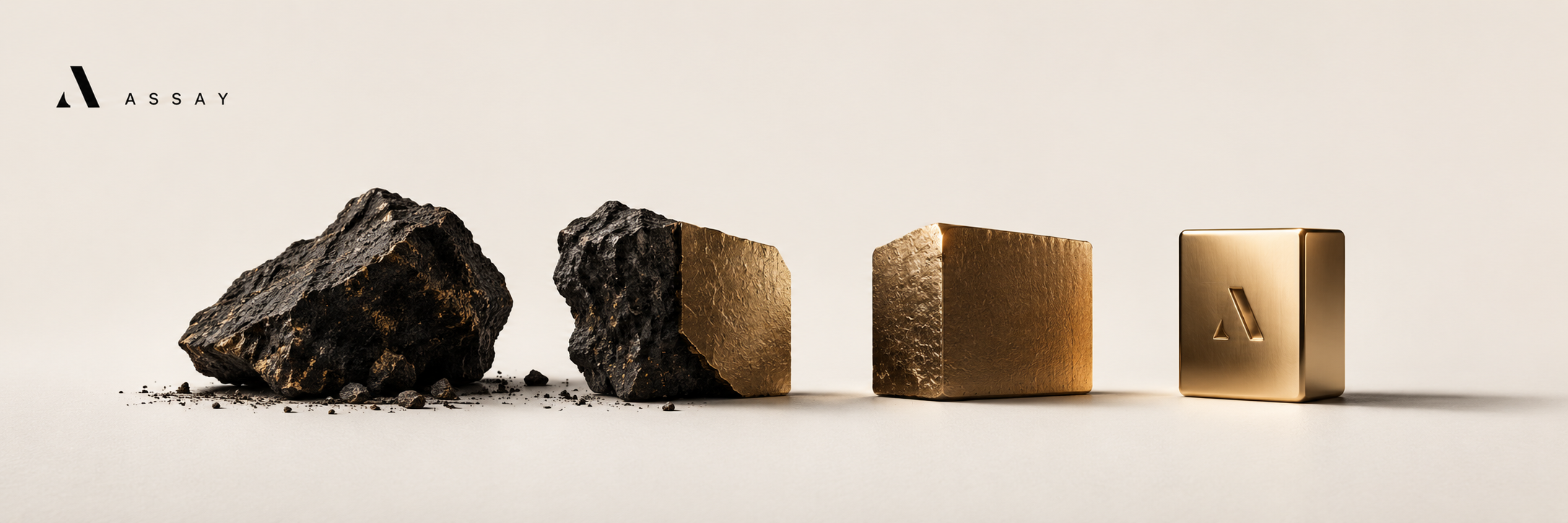ore → refined → gold bar → gold bar stamped with A